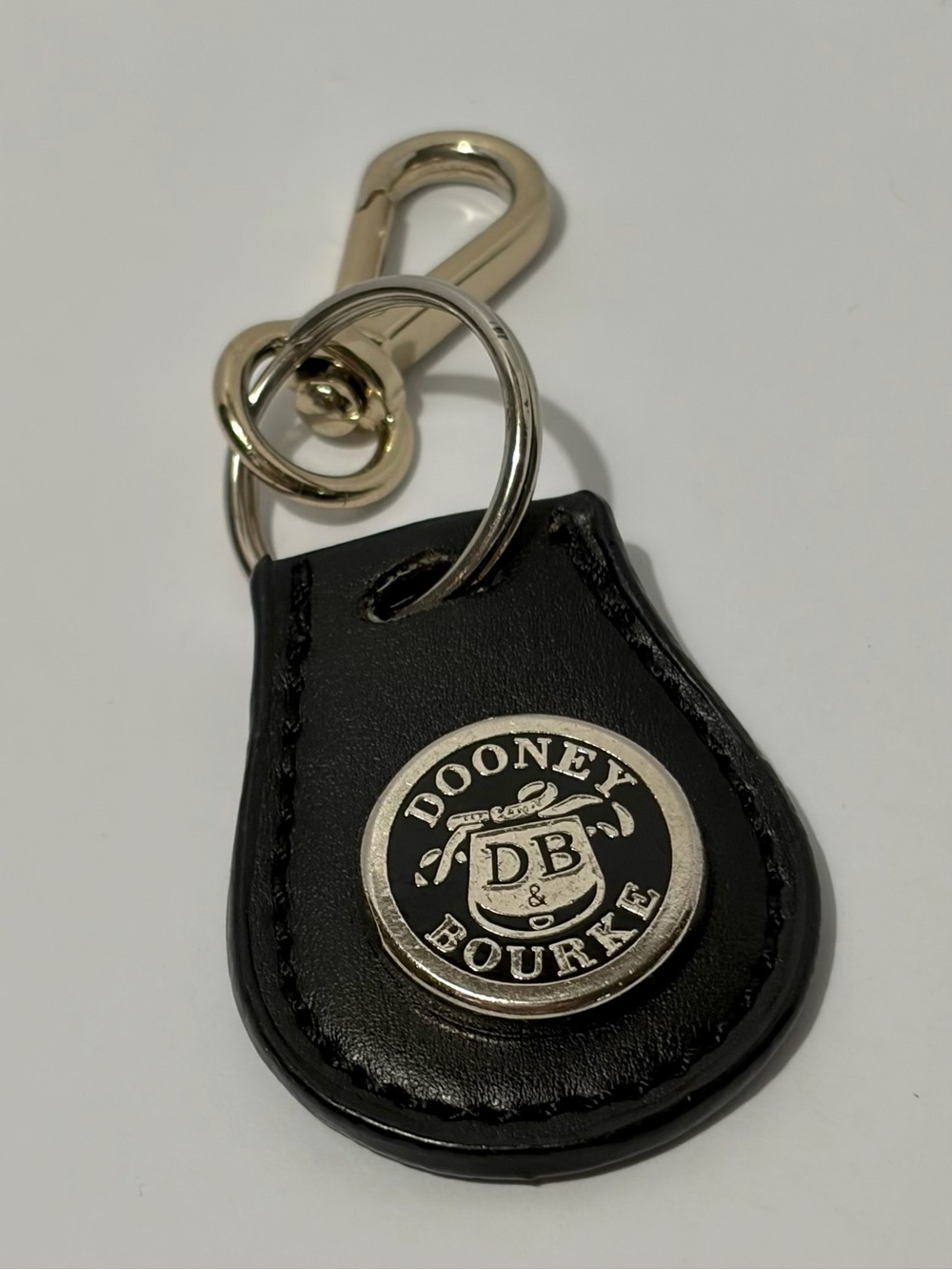 Dooney & Bourke Black Leather Key Holder with Silver Emblem